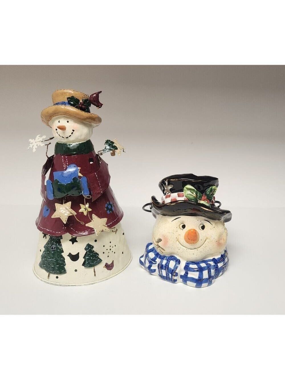 Metal Tealight Tall Snowman/ Variations Ceramic Tea Light Candle Holder